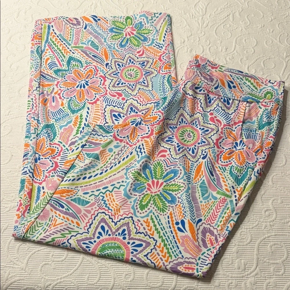 Jean-Pierre Klifa boulevard Multicolor Patterned Pants. Wide leg. Stretch. XL